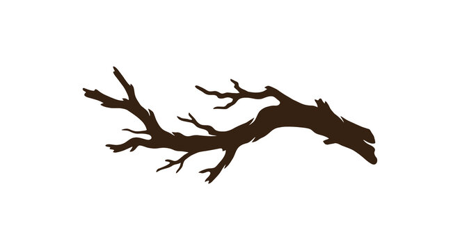 A dark brown stylized illustration of a bare tree branch