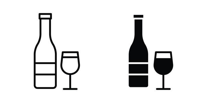 Wine bottle and glass icon - vector illustration eps10