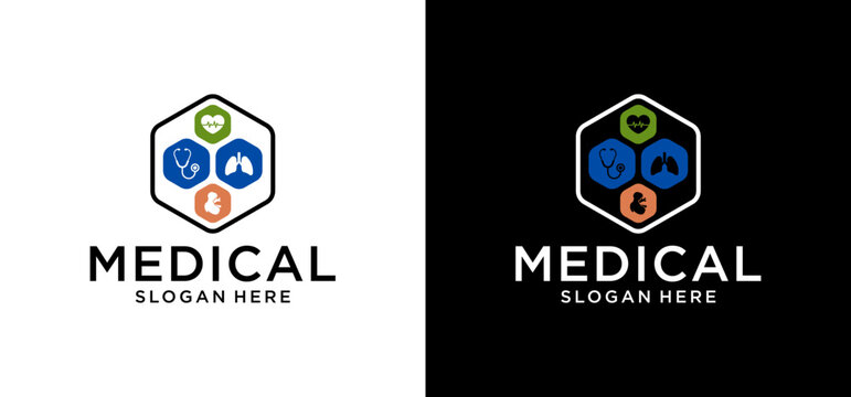 Medical logo design featuring heart, brain, and lung symbols for healthcare organizations and medical professionals. Suitable for branding materials and website.