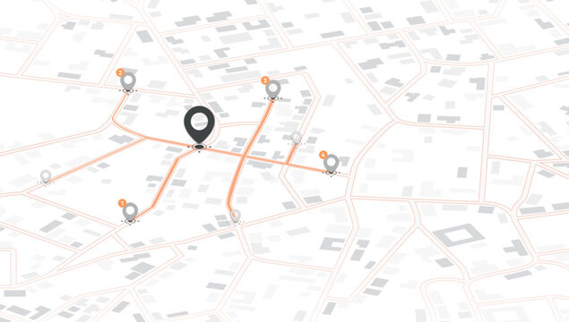 Route Planning Map with Central Hub and Multiple Destinations