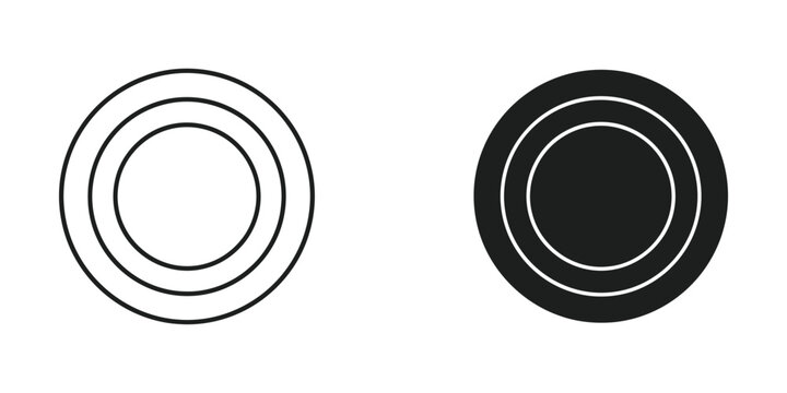 Contrast between outlined and filled concentric circles with varying thickness