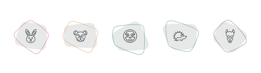 animals outline icon set. linear vector for ui, web and mobile. thin line rabbit, bulldog, sloth icons. © Farahim