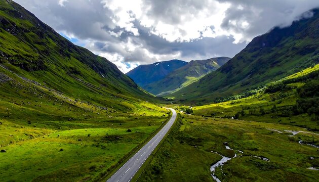 Scenic mountain road through lush valley (1)