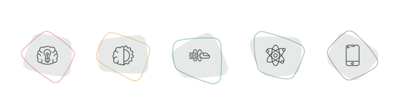 artificial intellegence outline icon set. linear vector for ui, web and mobile. thin line future brain, deformity, hyperloop icons.