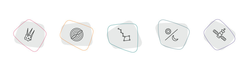 astronomy outline icon set. linear vector for ui, web and mobile. thin line aerolite, airscrew, big dipper icons. © Farahim