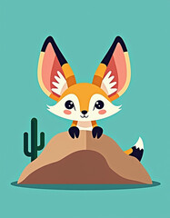 Fototapeta premium Charming Fennec Fox Illustration for Desert-Themed Projects