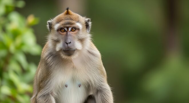 Close-up of a monkey with striking amber eyes, face centered, soft green background