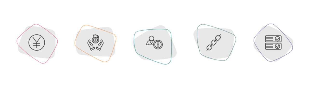 cryptocurrency outline icon set. linear vector for ui, web and mobile. thin line yen, saving, investor icons.