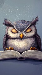 Obraz premium Owl with closed eyes reading