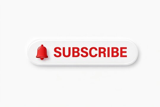Red subscribe button with bell icon on white background