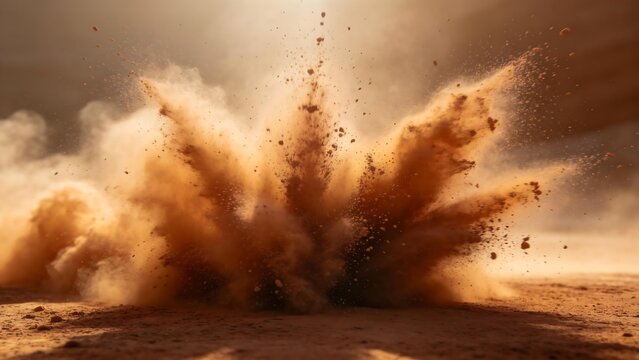 Dust cloud explosion on sandy ground