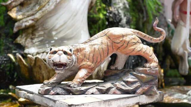 Tiger sculpture in chinese shrine