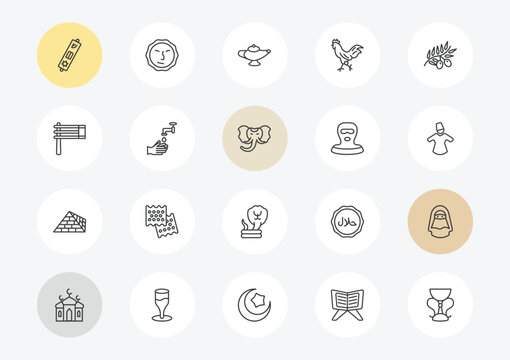 religion outline icon set. linear vector for ui, web and mobile. thin line mezuzah, gragger, captives to egypt icons.