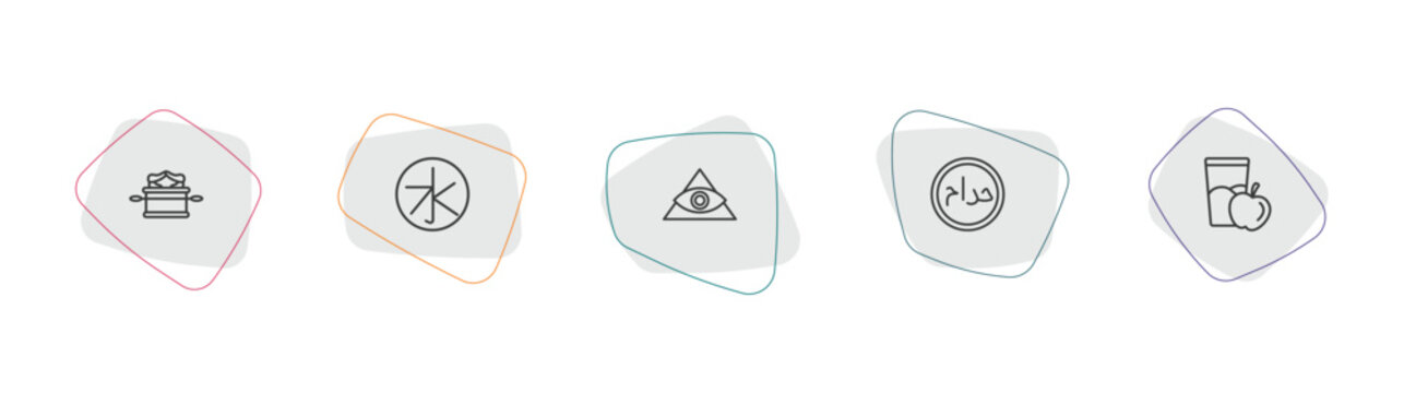 religion outline icon set. linear vector for ui, web and mobile. thin line ark of the convenant, confucianism, cao dai icons.