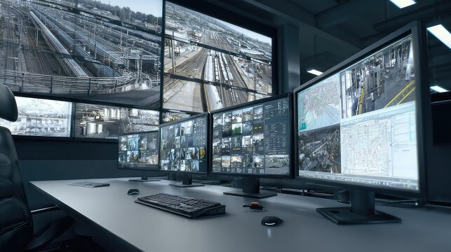 Control room monitoring public transport infrastructure and safety