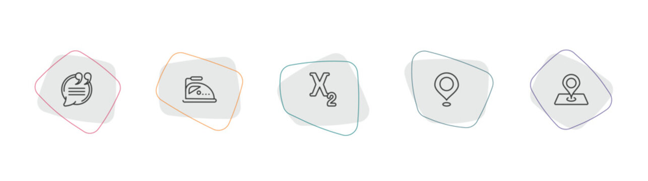 signs outline icon set. linear vector for ui, web and mobile. thin line quotes, ironing, subscript icons.