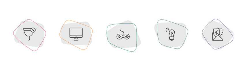 technology outline icon set. linear vector for ui, web and mobile. thin line conversion, simple screen, antique gamepad icons. © Farahim