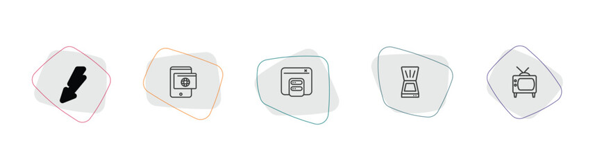 technology outline icon set. linear vector for ui, web and mobile. thin line lightning arrow, web apps, caching icons. © Farahim