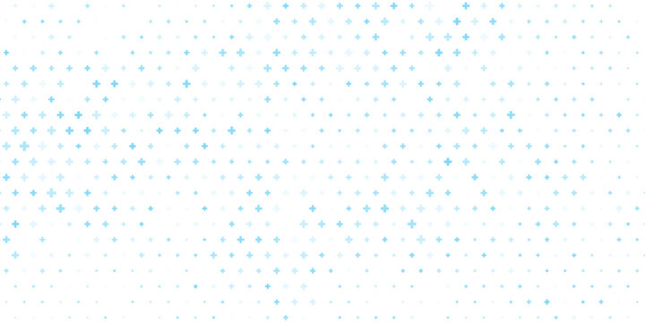 Healthcare medical background. Light blue cross pattern. Math plus symbol wallpaper. Tech backdrop for presentation, banner, booklet, brochure, leaflet. Vector hospital pattern template
