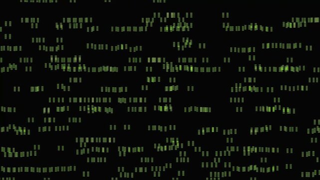 Digital matrix code flowing on black background, abstract computer data stream, futuristic technology, programming, binary code animation.
