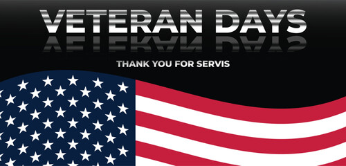 USA Veterans Day greeting cards set with United States national flag. Honoring all who served. United States national holiday vector illustration. © Arga Umbara