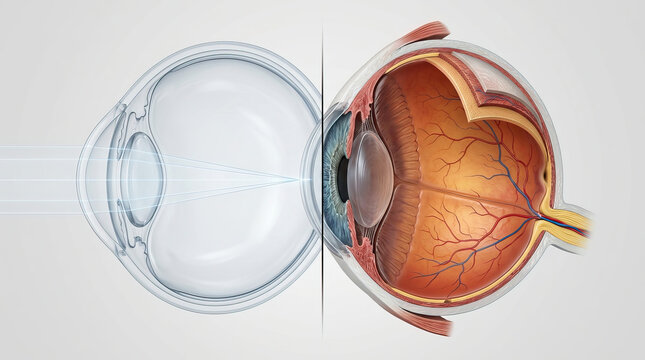 Human eye anatomy eye cross section eye structure retina cornea lens optic nerve blood vessel iris medical illustration