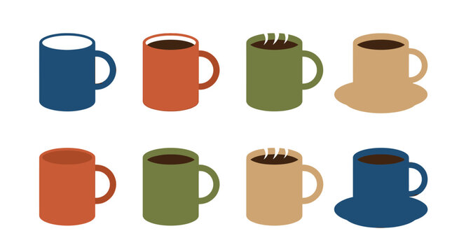 Colorful coffee mugs in different colors.