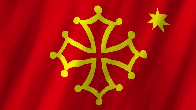 Occitania Flag 4K Realistic Waving Occitan Cross Languedoc Animation