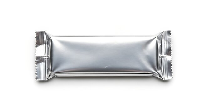 A single wrapped silver foil packet on a plain background