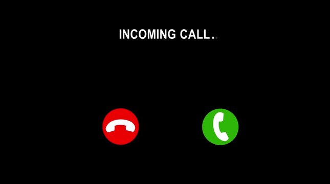 Incoming call biack background black Screen Animation of phone call Incoming call phone icon you receive the message animated, Incoming call ring icon on a background