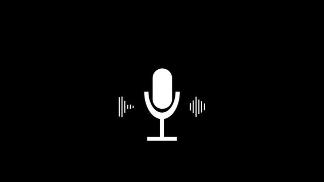 voice recording and podcast mic microphone button icon animation digital audio recording concept 4k video.