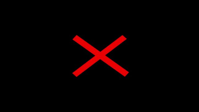red cross painted signs animation incorrect sign with transparent background.