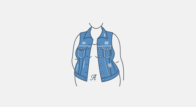 Stylish Blue Denim Vest on a Womans Upper Body.