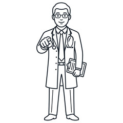 Fototapeta premium Doctor Holding Files While Addressing Patient Directly
