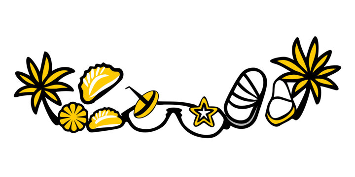 Summer vacation and travel elements illustration, vector