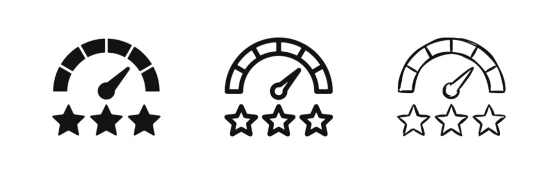 Performance Rating Gauge with Stars Icon Set