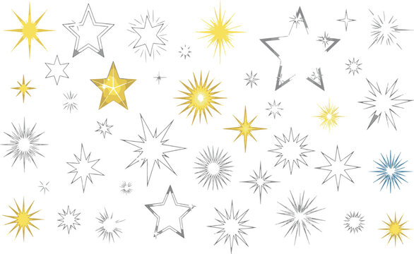 Adobe Illustrator Artwork Sparkling Star and Twinkle Light Effect Vector Icon Bundle