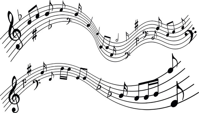 Adobe Illustrator Artwork Musical Notes and Melodic Pentagram Staff Vector Illustration