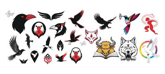 Obraz premium animal collection of logos. set of animal logos. Isolated on a white background