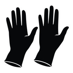 Obraz premium Black silhouette illustration of pair of disposable medical gloves vector.