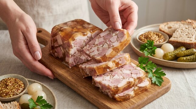 Brawn Slices &ndash; Traditional British Pressed Pork in Aspic
