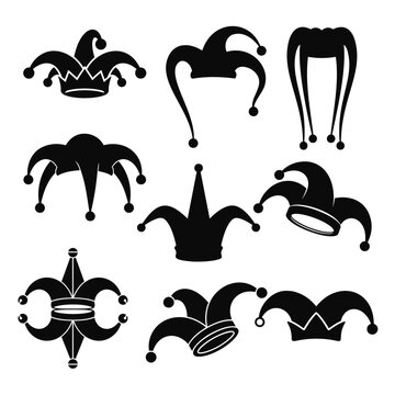 Jester Hat Silhouette Graphic Set for Carnival and Entertainment Design