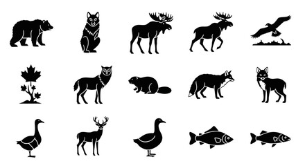 Obraz premium Wildlife animal icon set forest animals collection