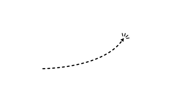 Dotted arrows animation on transparent background, dotted arrows on alpha channel, Dotted arrow animation, Dotted animated arrow. appearance of animated hand-up 4k video...