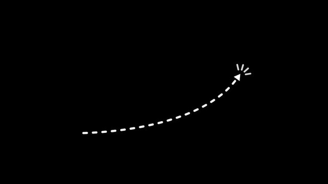Dotted arrows animation on transparent background, dotted arrows on alpha channel, Dotted arrow animation, Dotted animated arrow. appearance of animated hand-up 4k video...