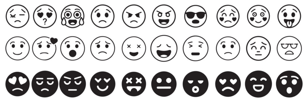 All funny emoji vector icon set on white