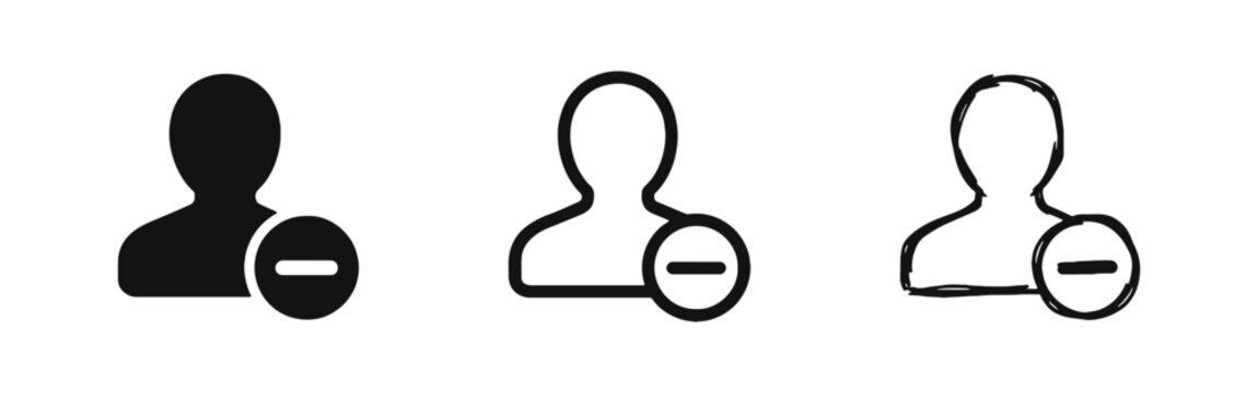 Remove User Icons Set - Profile Deletion and Account Removal Symbols