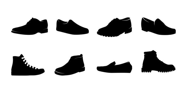 set of silhouette shoes vector, white background eps 10	