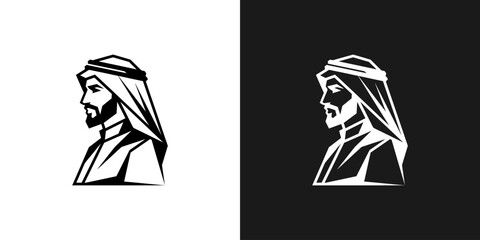 Man silhouette profile portrait headwear black and white illustration © chintya