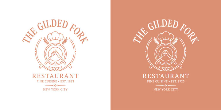 Elegant restaurant logo design culinary symbol